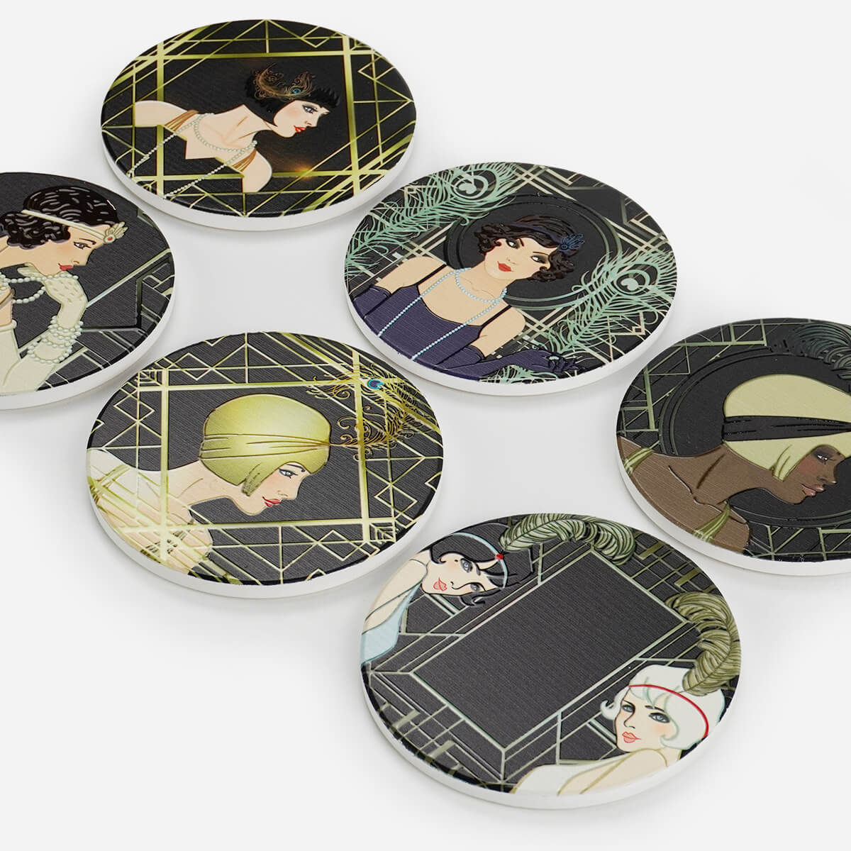 Ceramic Coasters Flapper Girls | Set of 4
