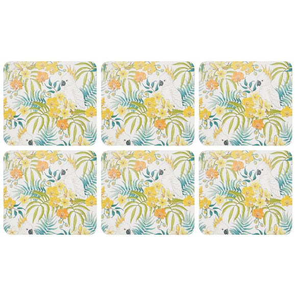 Coasters Cockatoo White | Set of 6