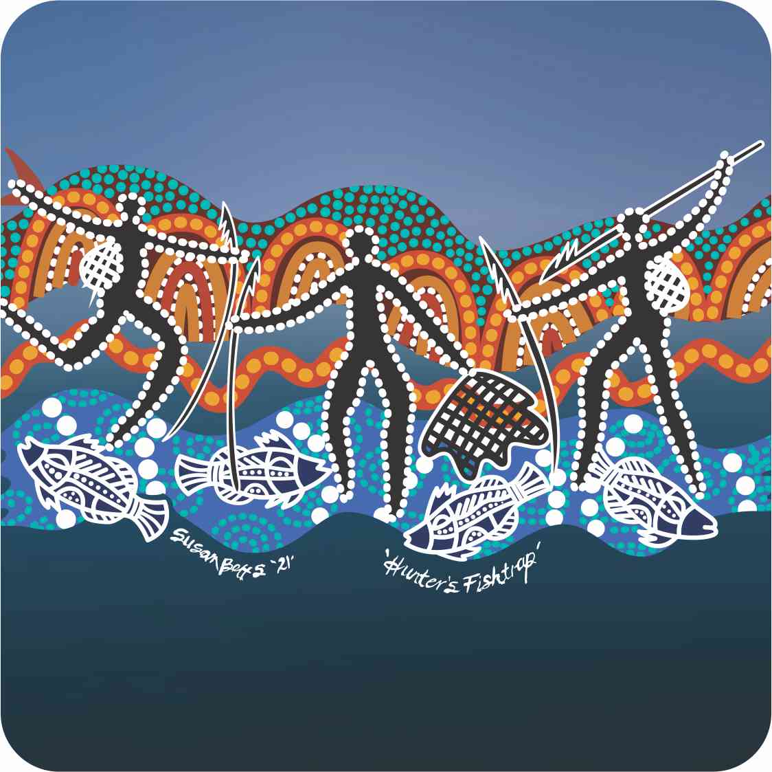 Aboriginal Ceramic Coasters - Set of 4