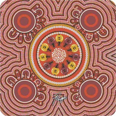 Cork Square Coaster Set with Aboriginal Designs