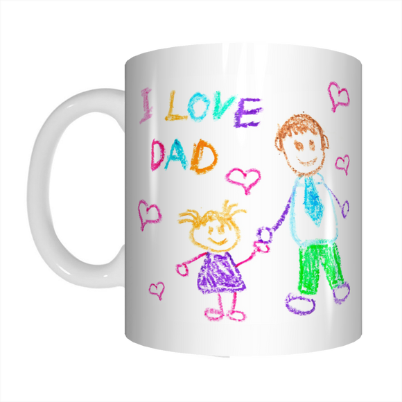 I Love Dad Crayon Drawing Coffee Mug Gift For Father's Day FDG07-92-26031 - fair-dinkum-gifts