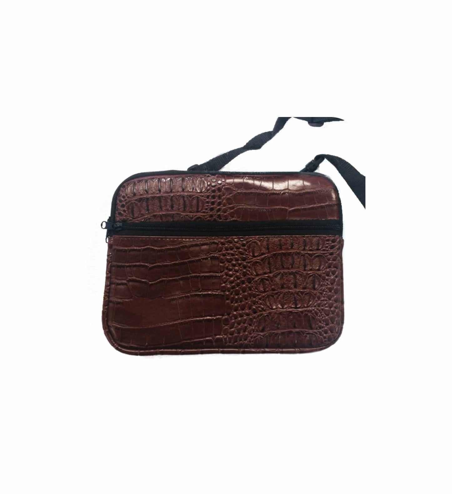 Croc Skin Ipad Sleeve Pouch with Pocket and Strap Crocodile Neoprene - Black Red Brown Green - fair-dinkum-gifts