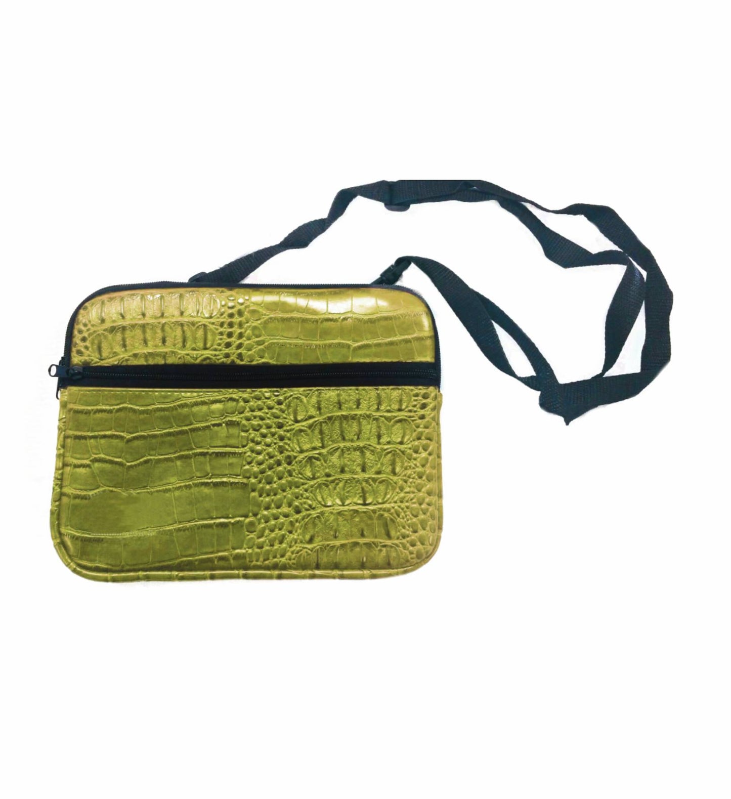 Croc Skin Ipad Sleeve Pouch with Pocket and Strap Crocodile Neoprene - Black Red Brown Green - fair-dinkum-gifts