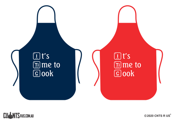 It's Time To Cook Apron - Choose From Red or Navy Blue CRU06-01-28007 - fair-dinkum-gifts