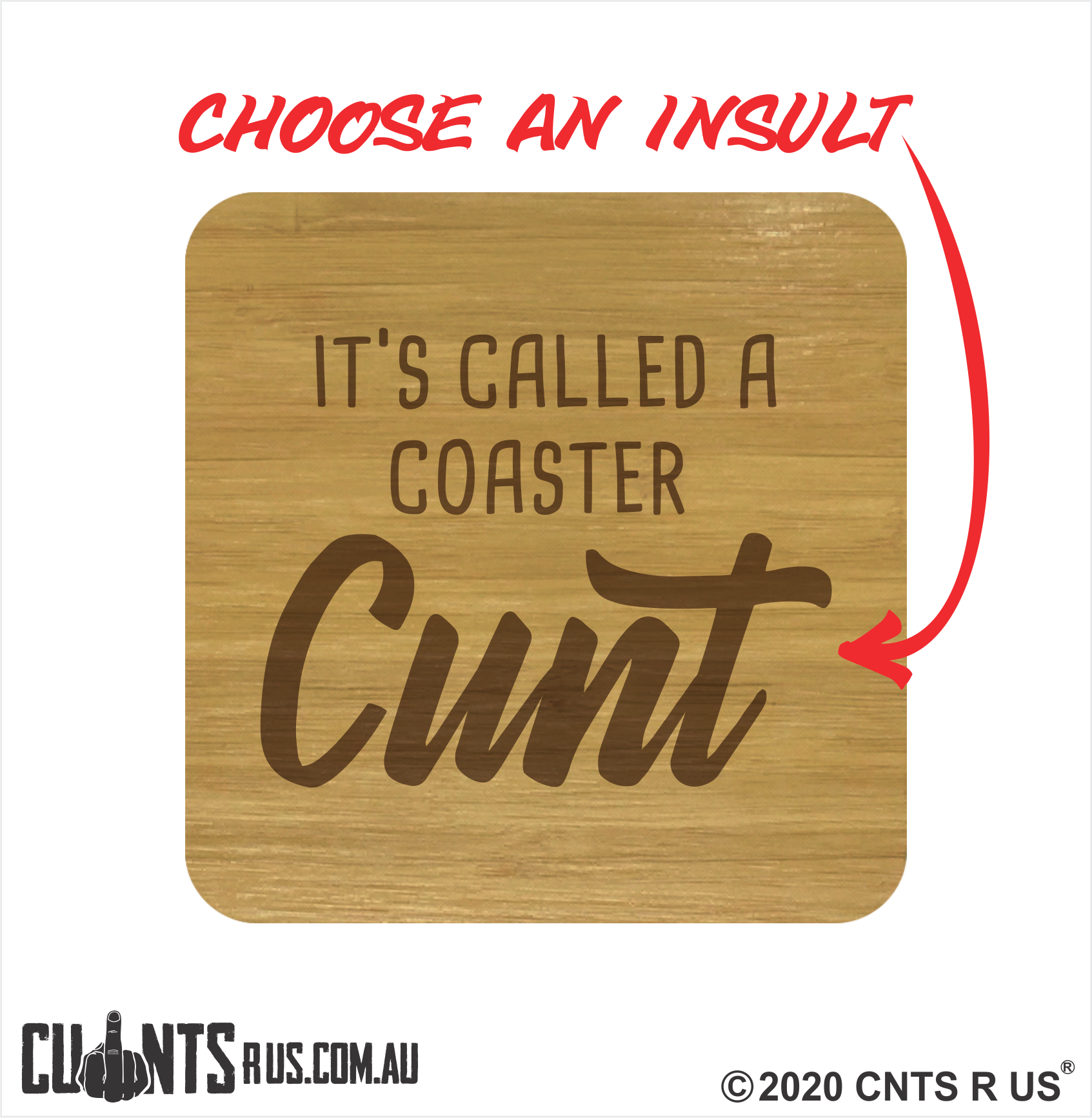 MIXED Set of 4 Rude Bamboo Coasters - fair-dinkum-gifts