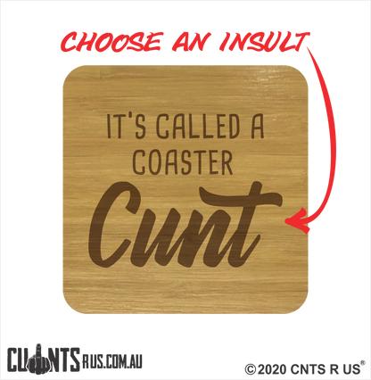 MIXED Set of 4 Rude Bamboo Coasters - fair-dinkum-gifts