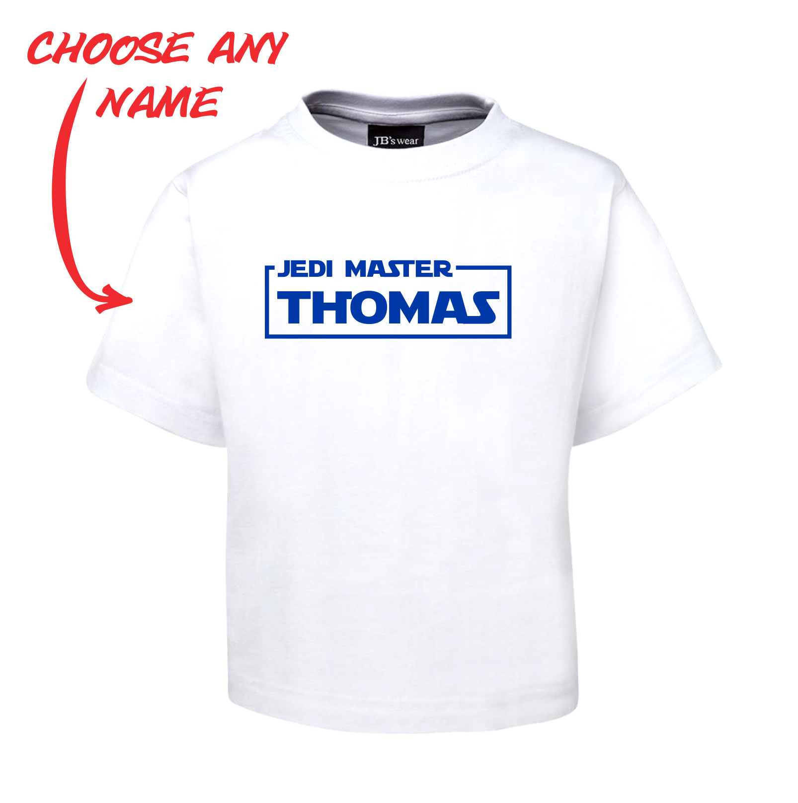 JEDI MASTER KIDS T-SHIRT PERSONALISED WITH NAME TEE FDG01-1KT-22013 - fair-dinkum-gifts