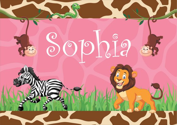 Girls Jungle Themed Personalised Placemat FDG26-22-24001 - fair-dinkum-gifts