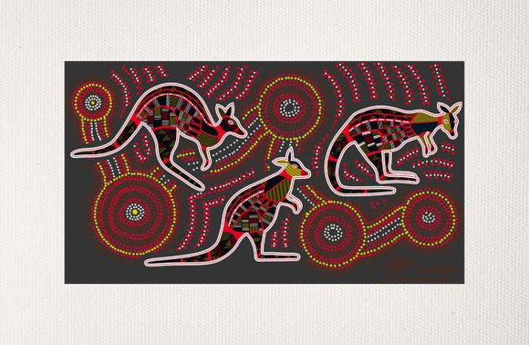 Bulurru Aboriginal Art Canvas Print Unstretched - Vikkiland Kangaroo