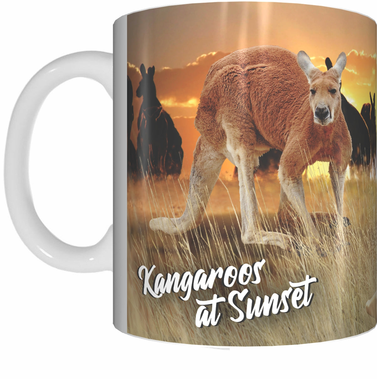 KANGAROOS AT SUNSET Mug Cup 300ml Gift Native Aussie Australia Animal Wildlife - fair-dinkum-gifts