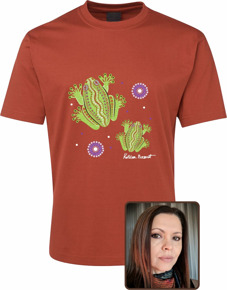 T Shirt ADULT Regular Fit - Kathleen Buzzacott, Centralian Tree Frog Design