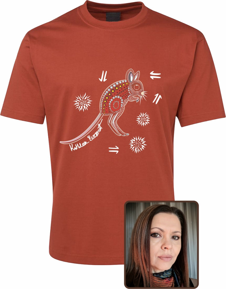 T Shirt ADULT Regular Fit - Kathleen Buzzacott, Spinifex Hopping Mouse Design
