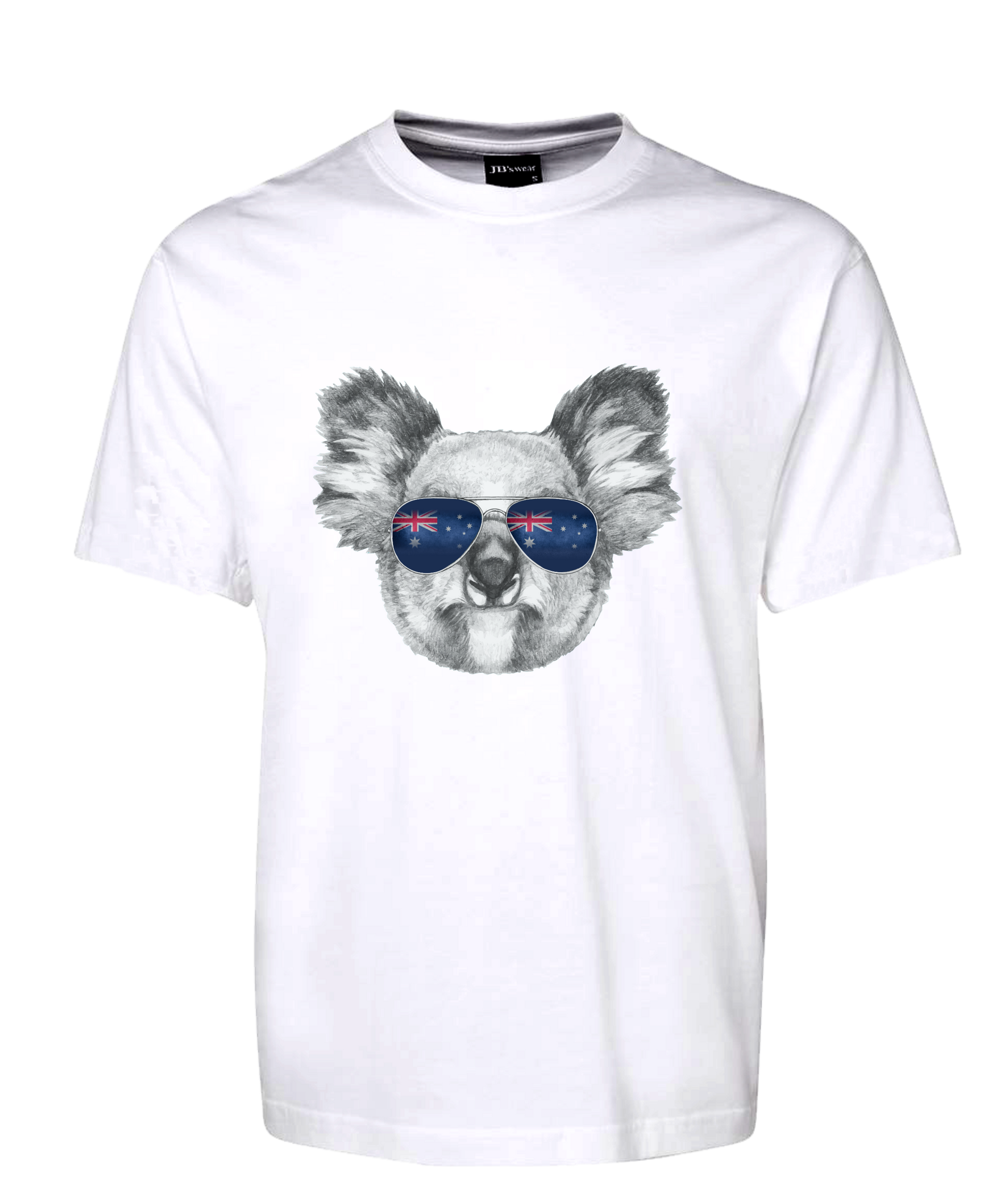 Koala With Sunglasses Australian Flag Tee T-Shirt FDG01-1HT-23007 - fair-dinkum-gifts