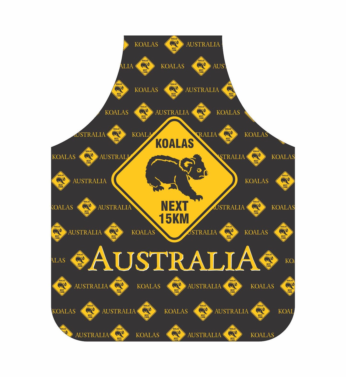 *CLEARANCE* Koala Apron Australia Black And Yellow Road Sign Design - fair-dinkum-gifts