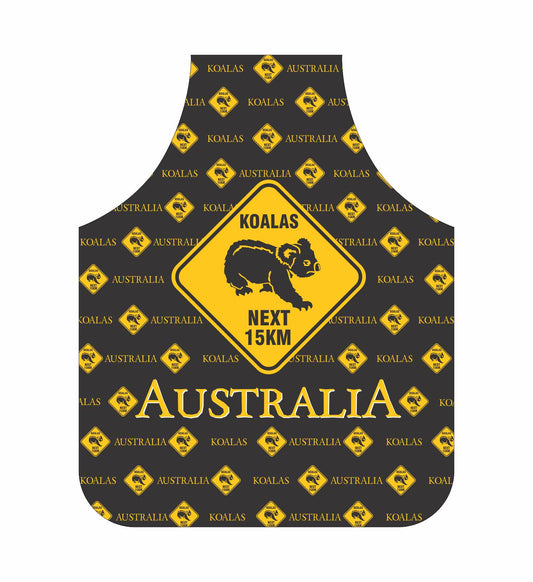 *CLEARANCE* Koala Apron Australia Black And Yellow Road Sign Design - fair-dinkum-gifts