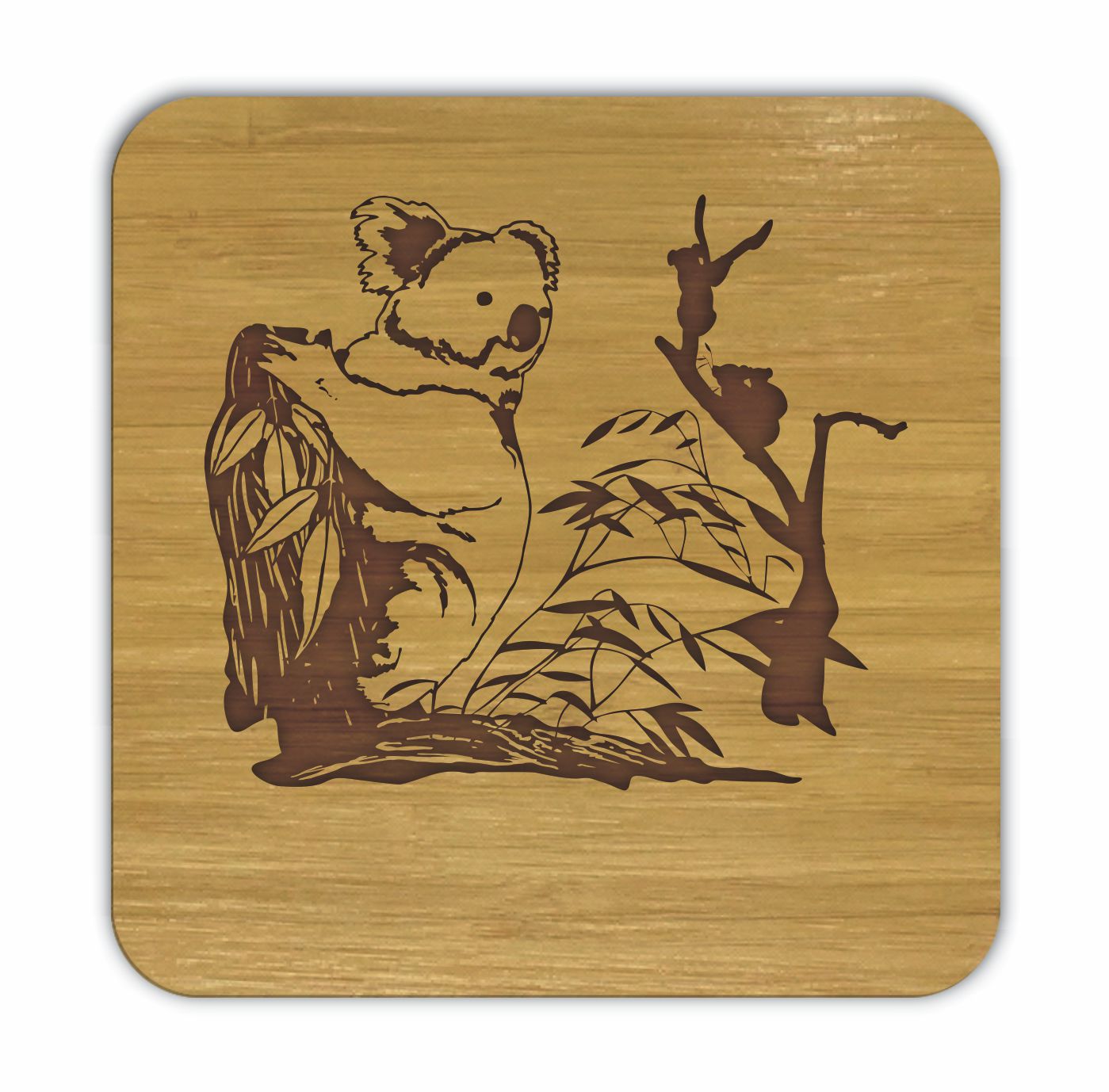 KOALA Bamboo Coasters Eco Friendly Set Of 4 Drink Coasters in Box - fair-dinkum-gifts