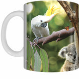 KOALA AND COCKATOO Mug Cup 300ml Gift Native Aussie Australia Animal Wildlife Birds Koalas Cockatoos - fair-dinkum-gifts
