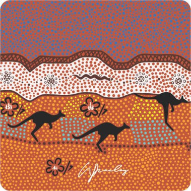 Cork Square Coaster Set with Aboriginal Designs