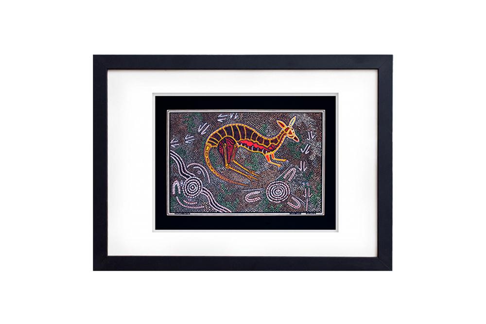 Kangaroo Hunting Black Art Print - fair-dinkum-gifts