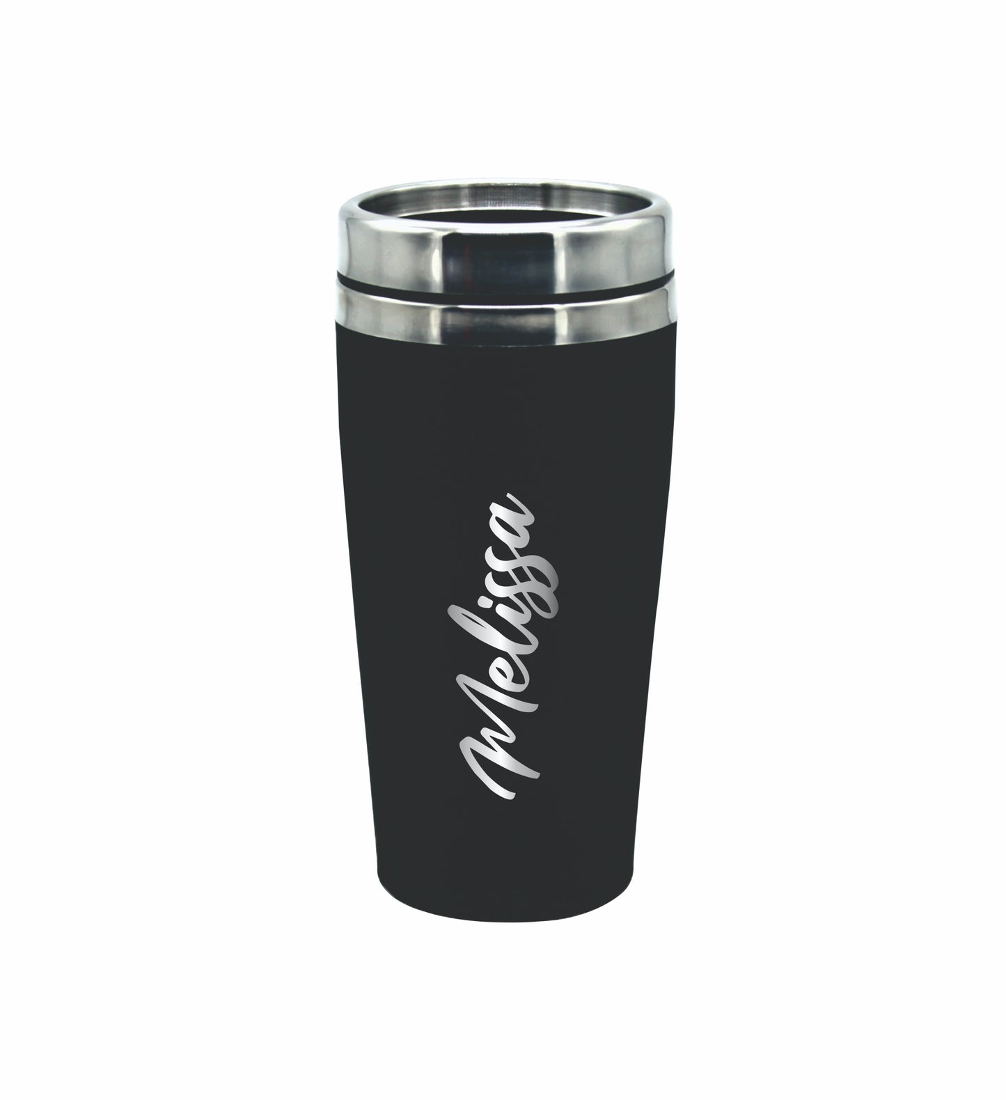 Personalised Rubber Coated Travel Mug LARGE 475ml Gift Cup Choose Your Colour - fair-dinkum-gifts