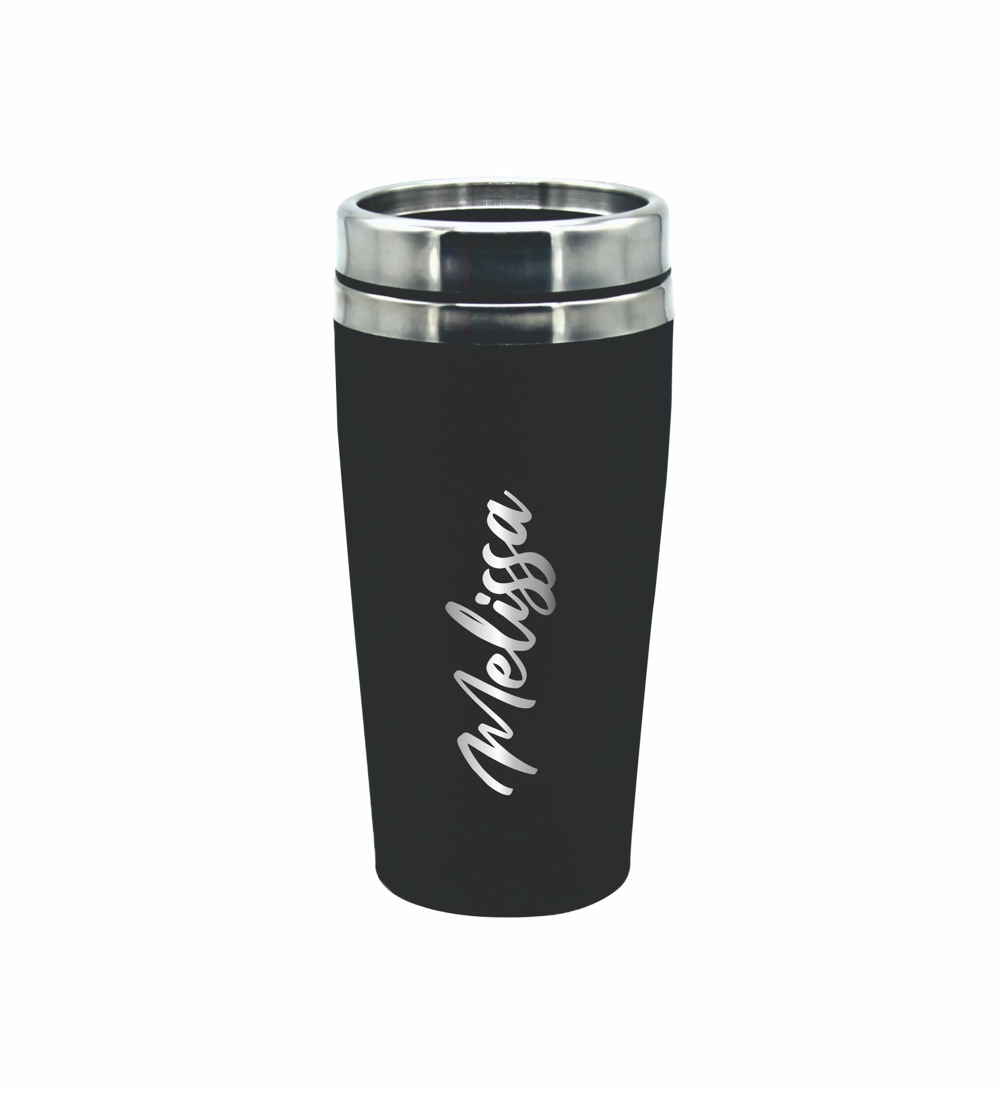 Personalised Rubber Coated Travel Mug LARGE 475ml Gift Cup Choose Your Colour - fair-dinkum-gifts