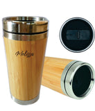 Personalised Bamboo Travel Mug Flask 450ml Gift Eco Friendly Stainless Steel Customised - fair-dinkum-gifts
