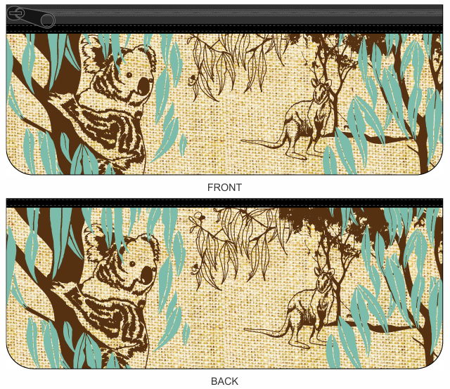 Large Neoprene Pencil Case Stationery or Make Up Bag Australian Travel Case Aussie Design - fair-dinkum-gifts