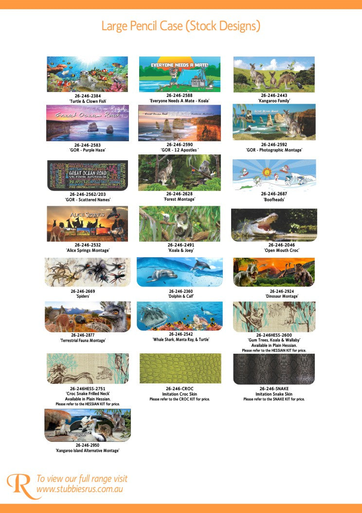 Large Neoprene Pencil Case Stationery or Make Up Bag Australian Travel Case Aussie Design - fair-dinkum-gifts