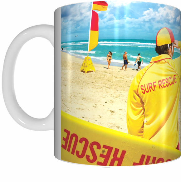 LIFESAVER AND FLAG Mug Cup 300ml Gift Aussie Australia Lifesavers Beach Surf Rescue - fair-dinkum-gifts