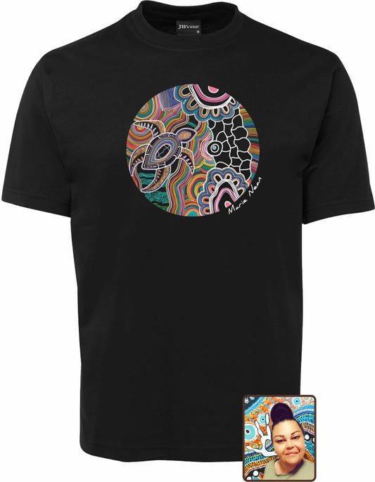 T Shirt ADULT Regular Fit - Marie Nean, Gurruu Gali Waraba (Deep Water Turtle) Design