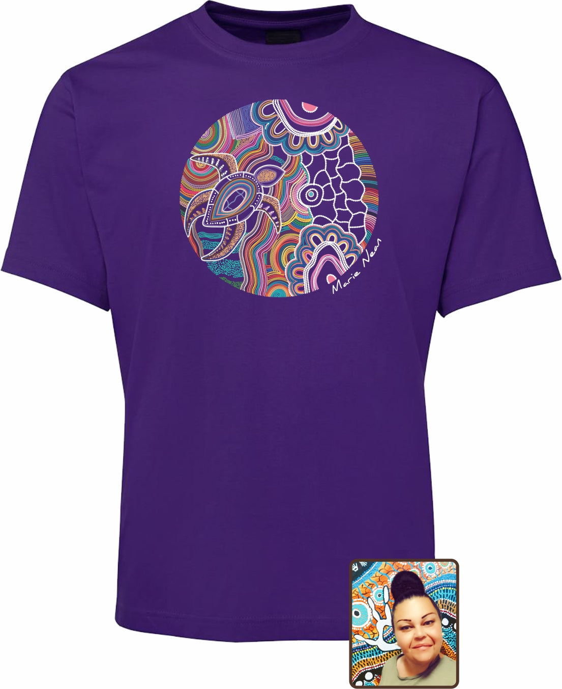 T Shirt ADULT Regular Fit - Marie Nean, Gurruu Gali Waraba (Deep Water Turtle) Design
