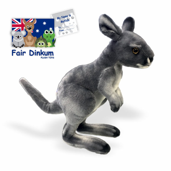 Matilda The Grey Kanga Plush Toy Australia - 32cm - fair-dinkum-gifts
