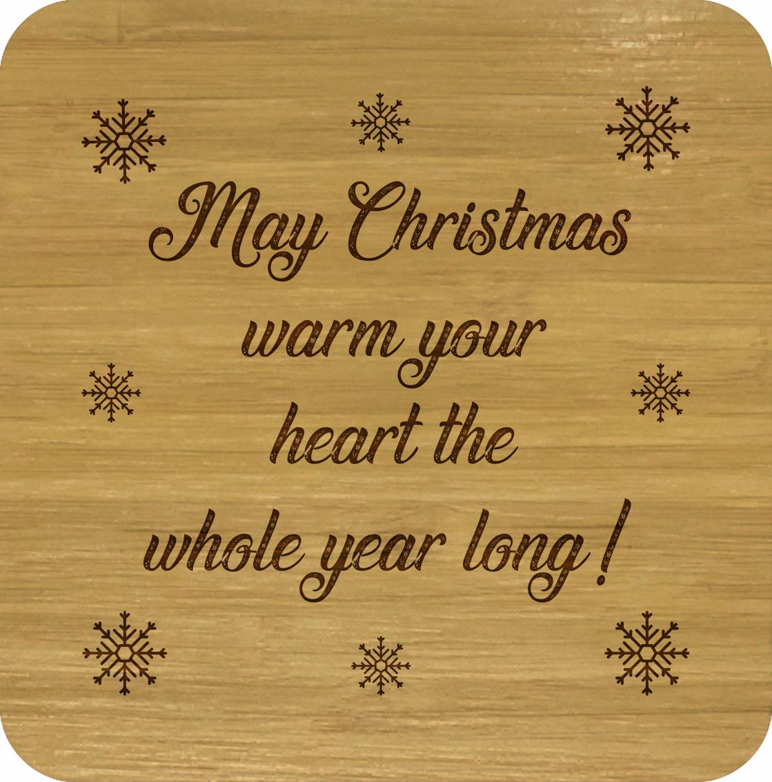 Christmas Gift Bamboo Coasters Set of 4 in box ECO Friendly Merry Xmas - fair-dinkum-gifts