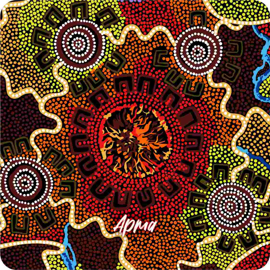 Aboriginal Ceramic Coasters - Set of 4