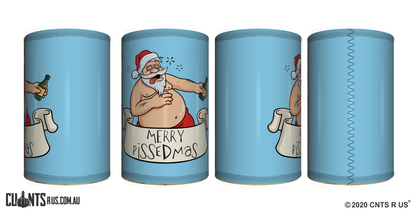 Merry Pissedmas Stubby Holder CRU26-40-50020 - fair-dinkum-gifts