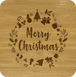 Christmas Gift Bamboo Coasters Set of 4 in box ECO Friendly Merry Xmas - fair-dinkum-gifts