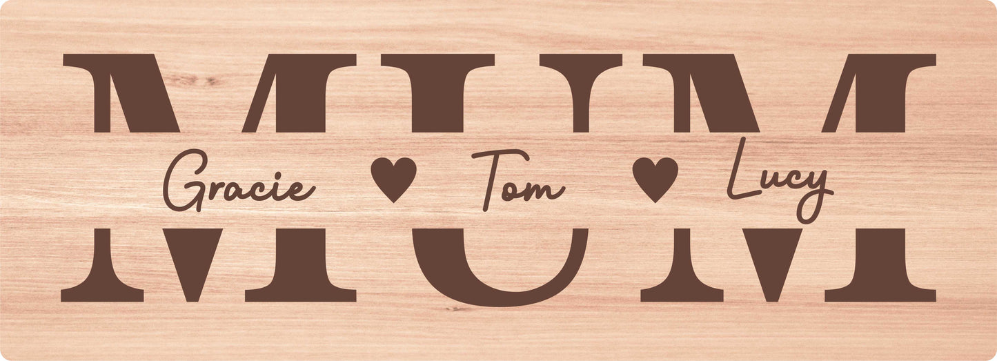 Mum Wooden Sign With Personalised Names