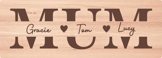 Mum Wooden Sign With Personalised Names