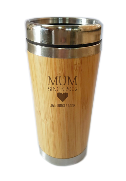 Bamboo Travel Mug Mum Since 2002 Personalised Gift For Mother's Day - fair-dinkum-gifts