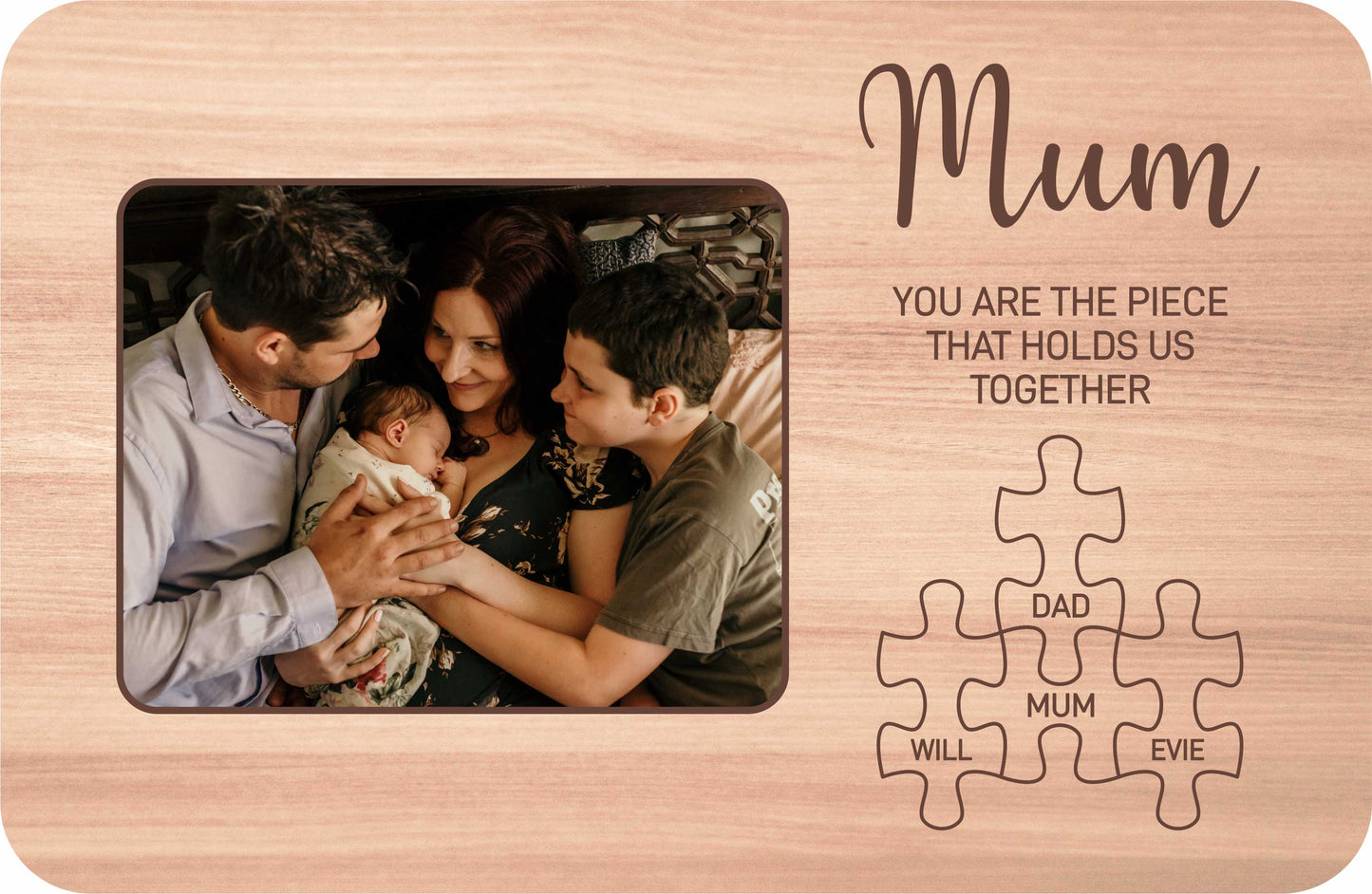 Mother's Day Wooden Sign With Photo & Personalised Names/Text