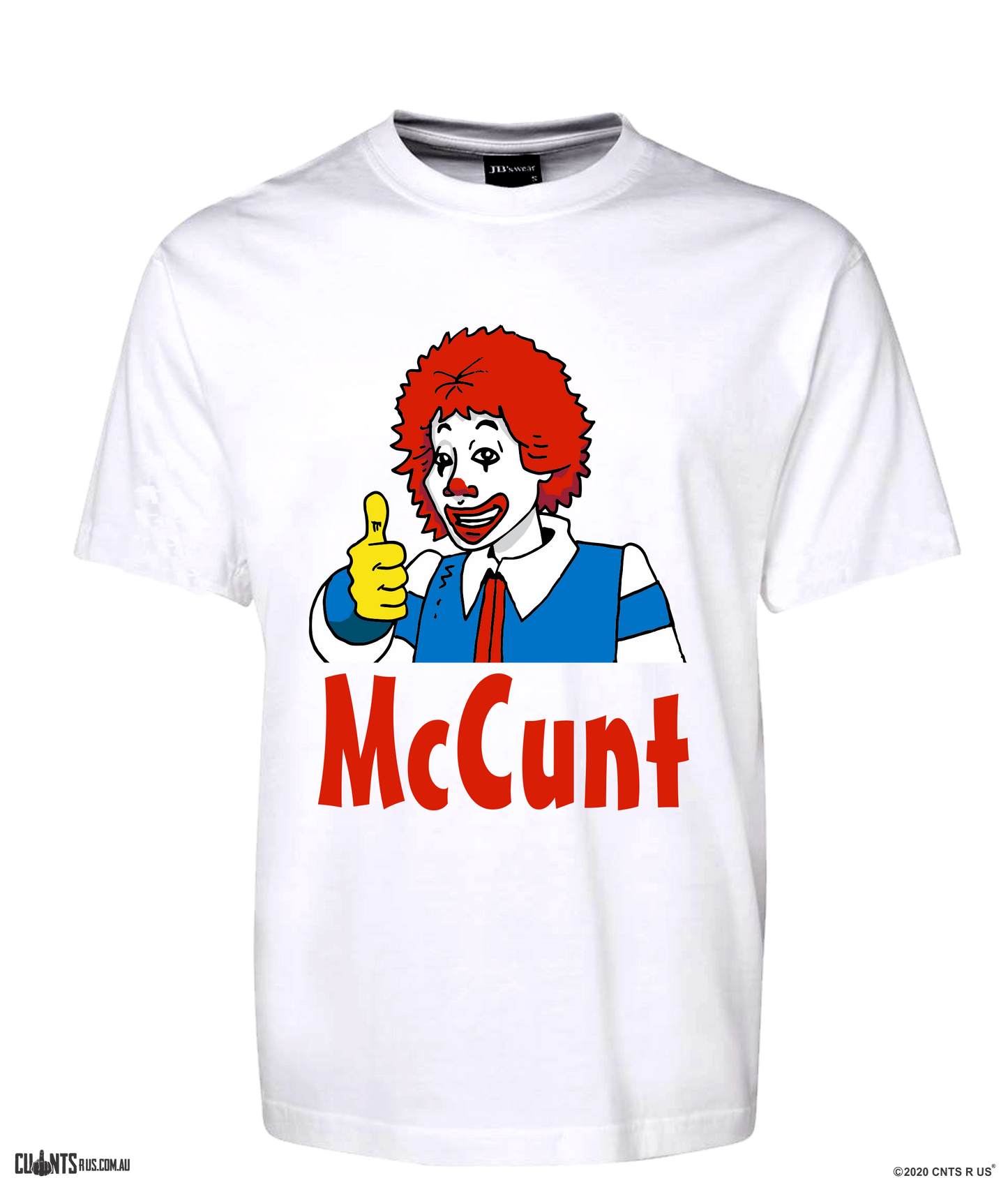Adult Rude Mc C u n t McDonalds Style Tee Ronald Mcdonald Clown T-Shirt CRU01-1HT-24003