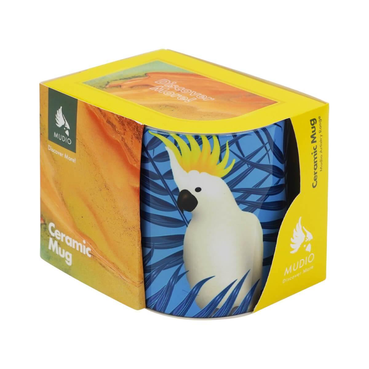 Ceramic Mug Cockatoo Blue Leaves - Red Earth Market