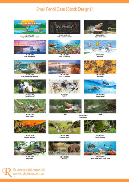 Small Neoprene Pencil Case Stationery or Make Up Bag Australian Travel Case Aussie Design - fair-dinkum-gifts