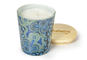 Bulurru Aboriginal Soy Candle On Walkabout Blue Lime & Coconut - fair-dinkum-gifts