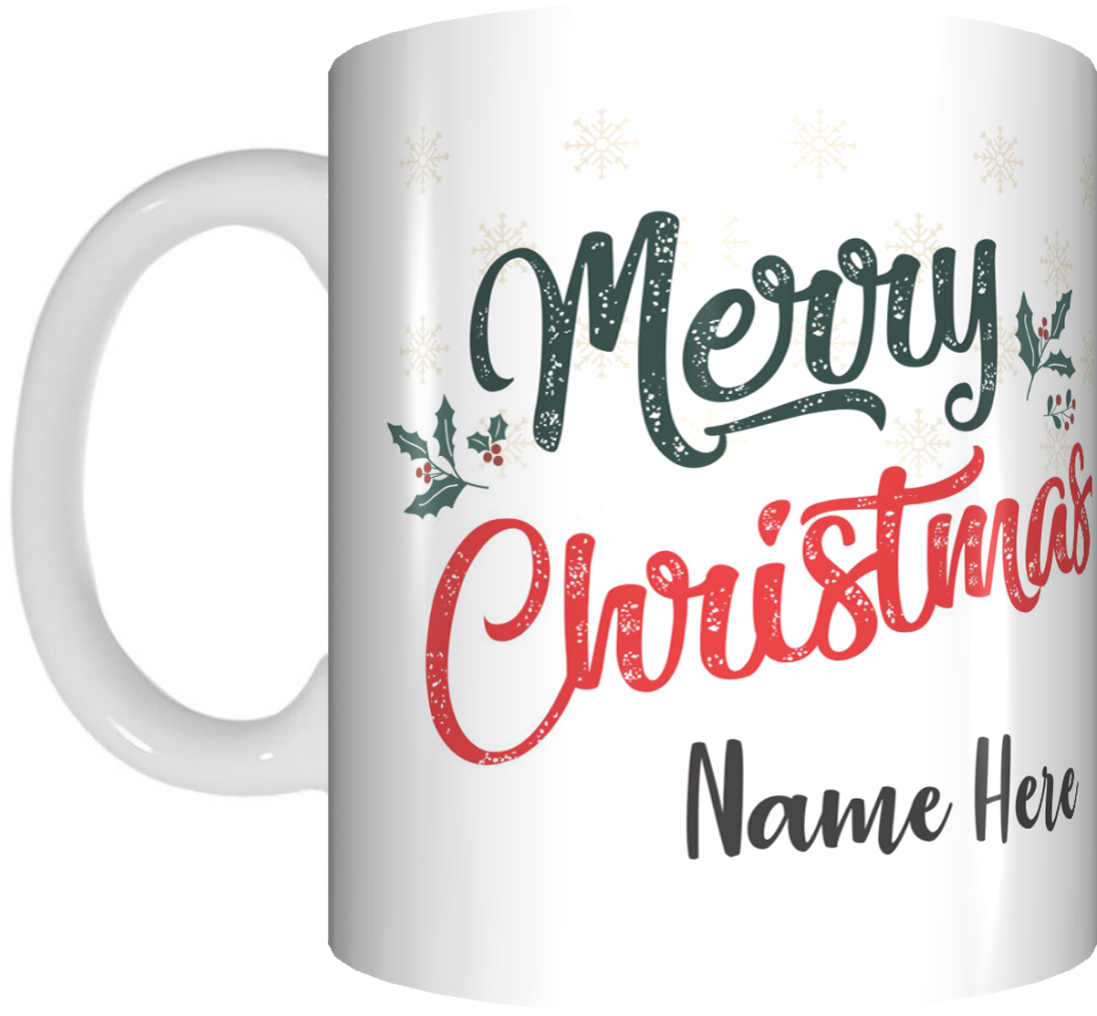 Merry Christmas Personalised Name Mug with Customised Message On The O ...