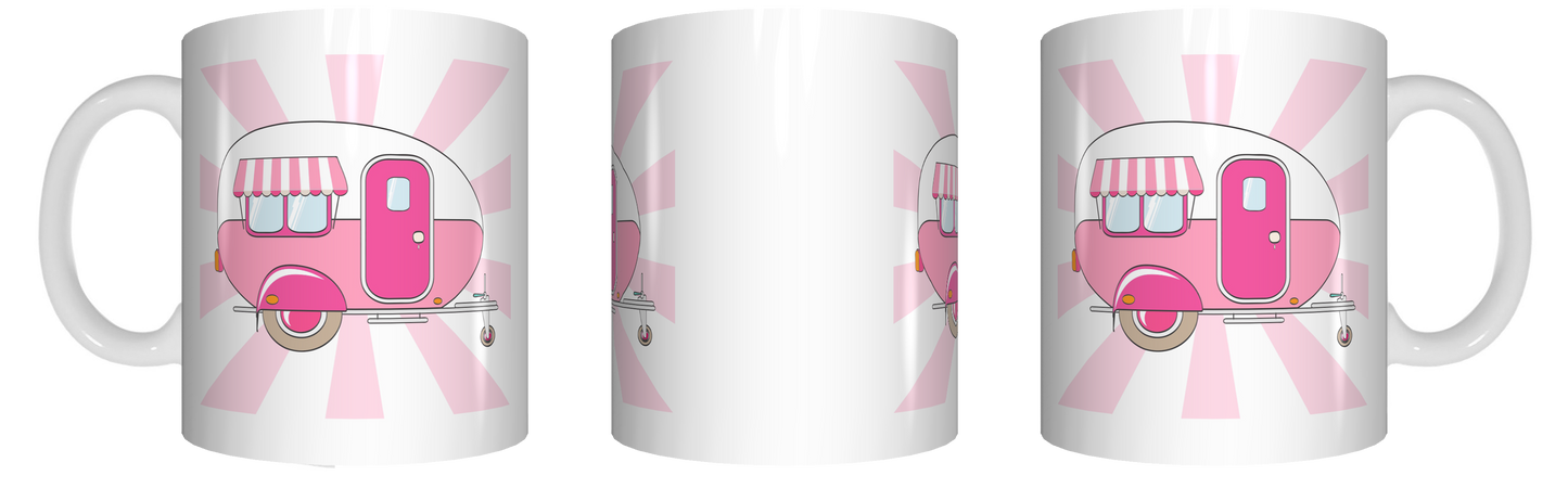 Caravan Mug Personalised Pink FDG07-92-26123