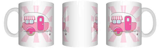 Caravan Mug Personalised Pink FDG07-92-26123
