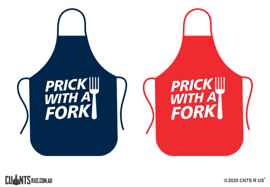 Prick With A Fork Apron - Choose From Red or Navy Blue CRU06-01-28009 - fair-dinkum-gifts