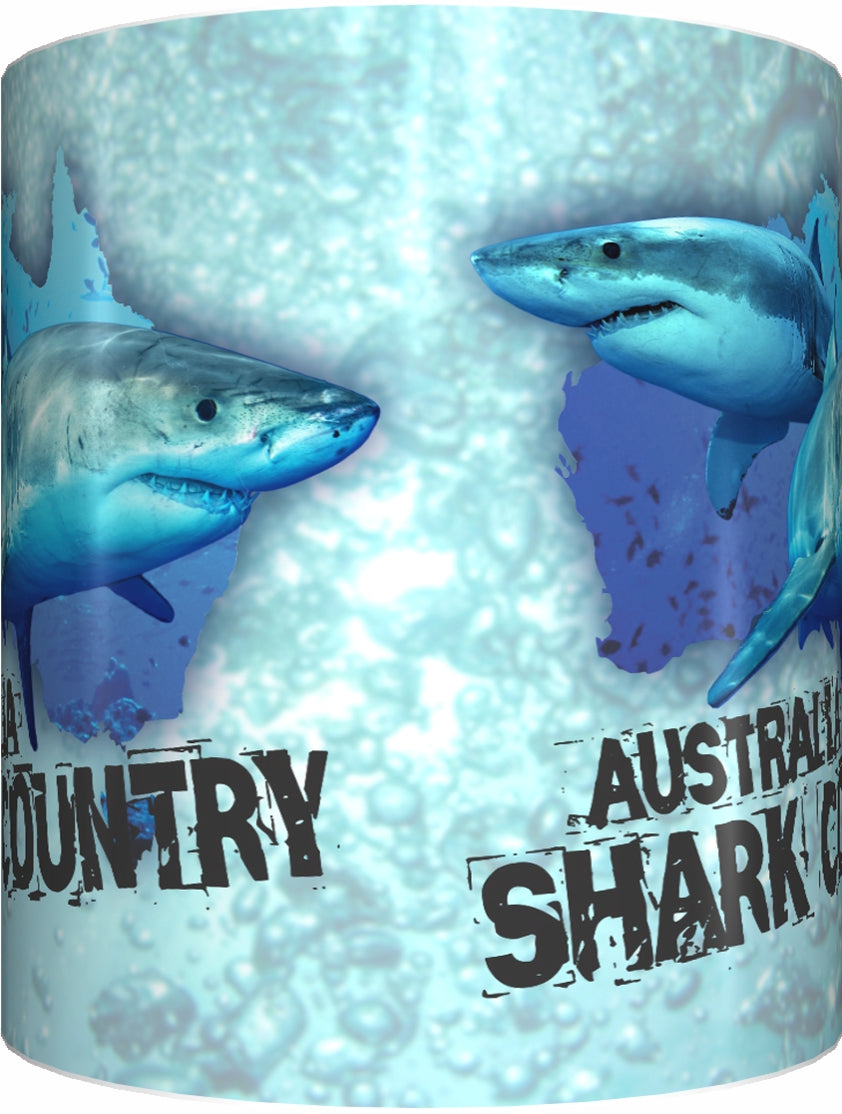 SHARK COUNTRY Mug Cup 300ml Gift Aussie Australia Animal Native Fish Sea Ocean Sharks - fair-dinkum-gifts