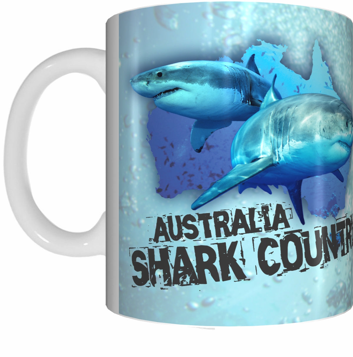 SHARK COUNTRY Mug Cup 300ml Gift Aussie Australia Animal Native Fish Sea Ocean Sharks - fair-dinkum-gifts